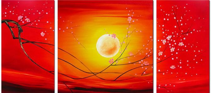 Dafen Oil Painting on canvas red flower paintings -set017